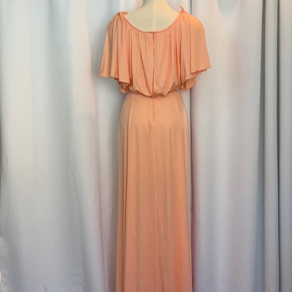 Vintage JC Penney Fashions TALL 1980 Apricot Bridesmaid Prom Dress Women Size 12 - Picture 2 of 10
